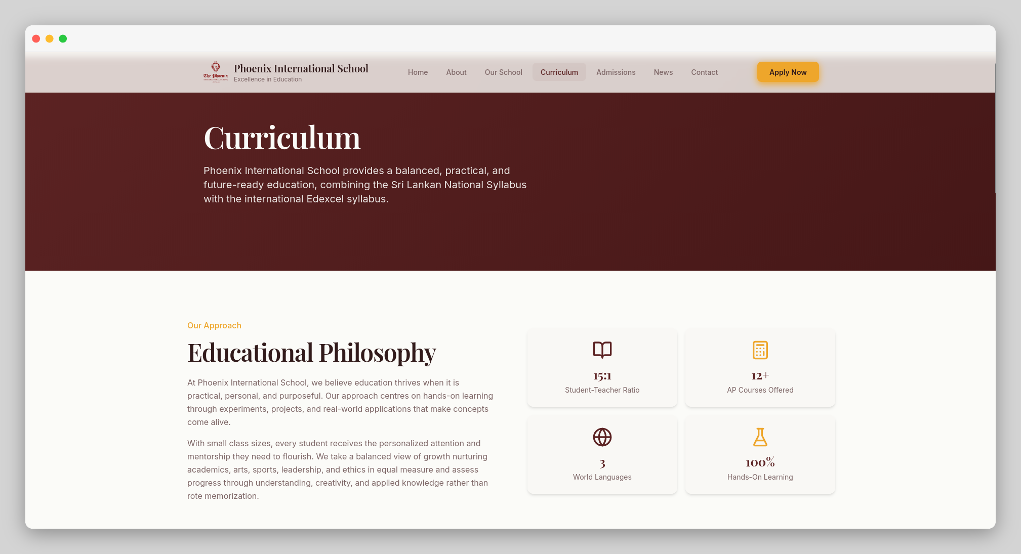 Phoenix International School -Curriculum